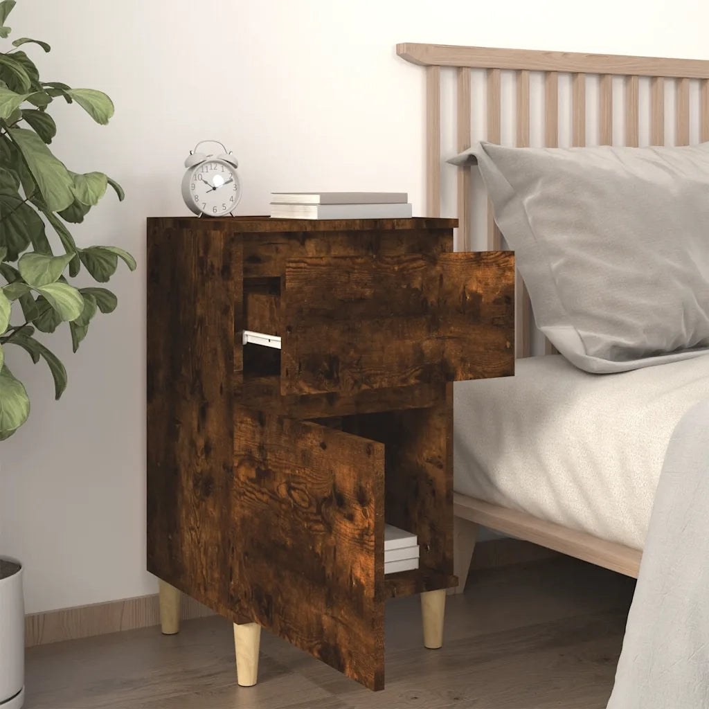 Set di 2 Comodini | Armadio da Notte | Mobiletto da notte Rovere Fumo 40x35x70 cm