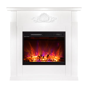 Camino Elettrico da Pavimento 100x100x32 cm Effetto Fiamma 1500W Sofia & Lorance Bianco