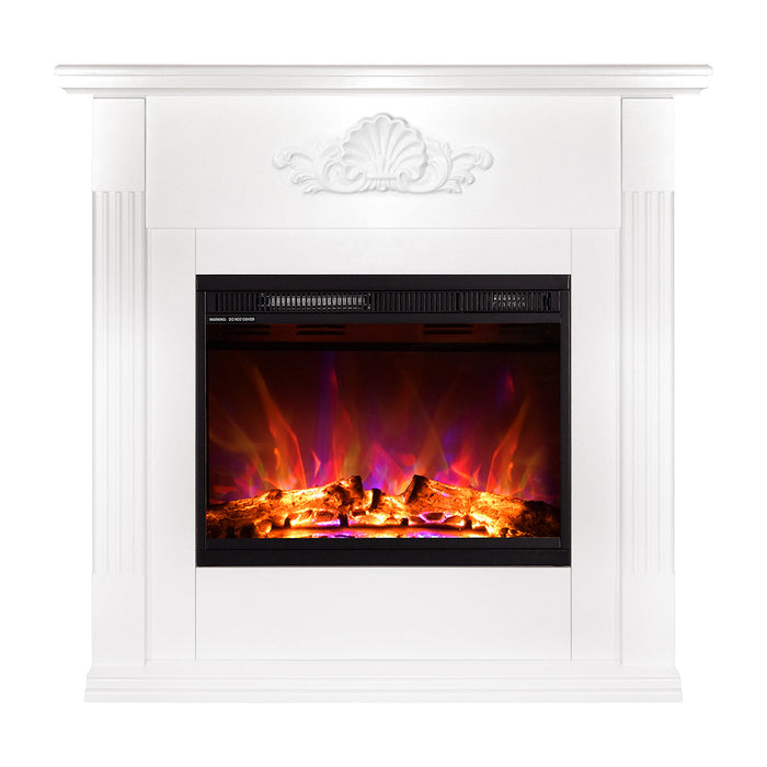 Camino Elettrico da Pavimento 100x100x32 cm Effetto Fiamma 1500W Sofia & Lorance Bianco