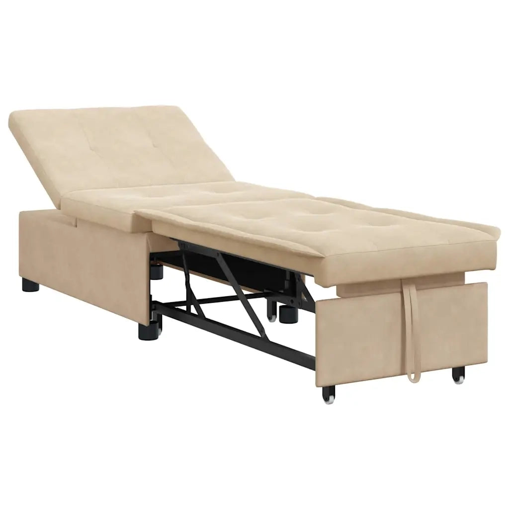 Divano Letto Estraibile Crema 194 x 67 x 82 cm Microfibra 42008611