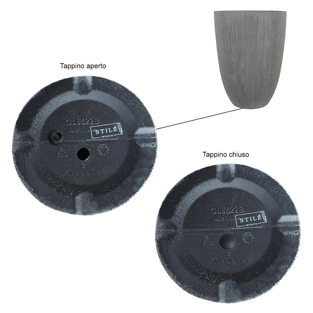Vaso in plastica HDPE poliresina alta densità per piante Conico Grigio h 57,5