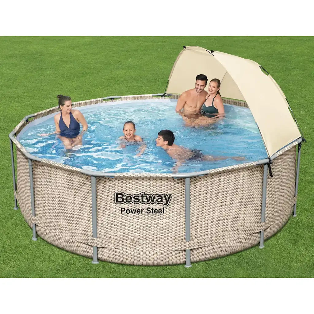 Bestway Set Piscina Power Steel con Baldacchino 396x107 cm