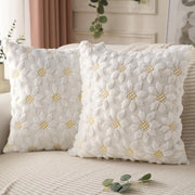 Copri cuscino - Cuscino design - Giallo Fiore di girasole Cuore Zucca Pluche Copri cuscino - 45×45cm - Decorazione rurale - Adatto per divano, decorazione estiva per casa (Bianco) - Set di 2
