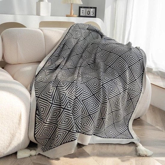 Deken vintage a strisce geometriche, morbido e respirante, degenere con piumini, per picnic, divano, poltrona, 130 cm * 170 cm