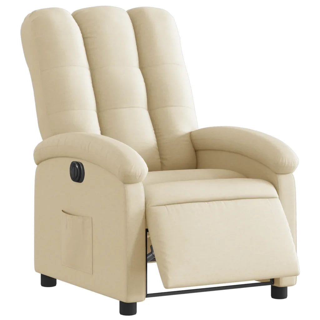 Poltrona | Sedia Relax Elettrica Reclinabile Crema in Tessuto