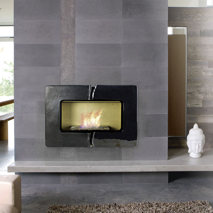 Camino Bioetanolo da Parete in Ceramica 60x40 cm Ferazzoli Wall Nero