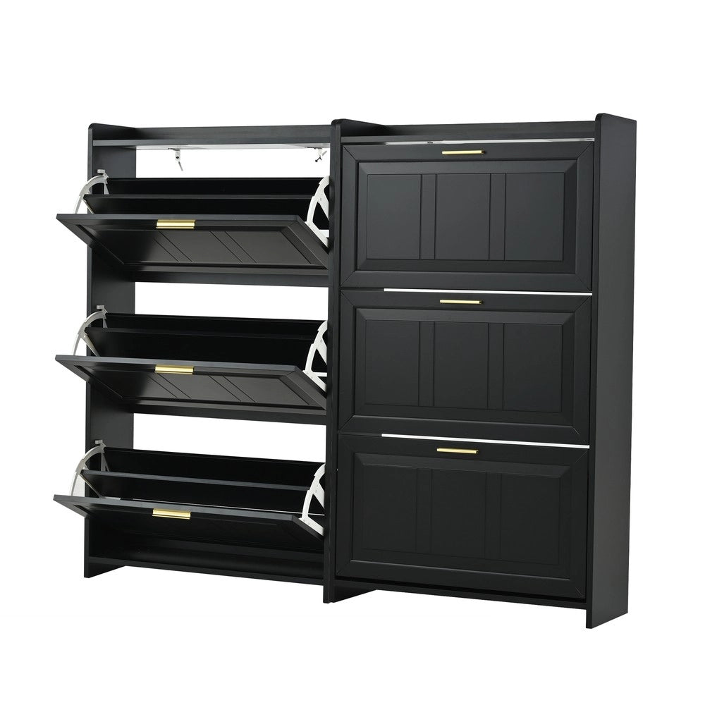 Scarpiera Portascarpe a 6 Scomparti ¨C MINIMAL ¨C Nero, MDF e Truciolato, 70x24x120 cm