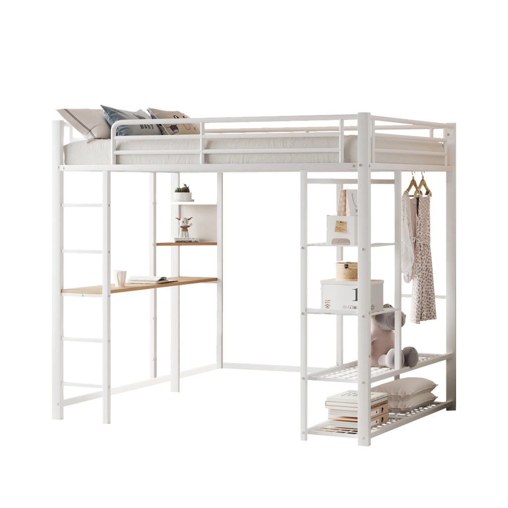 LETTO A CASTELLO con scrivania 90x200 cm in metallo bianco
