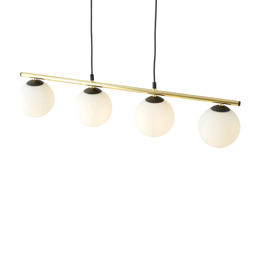 Lampadario Emibig Allora 4xE14 vetro bianco oro nero