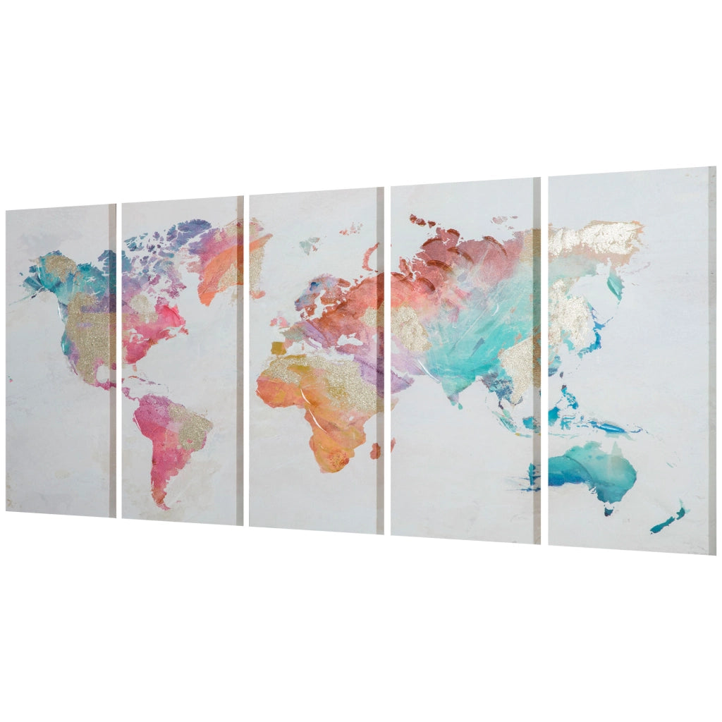 Quadri su Tela 5 Pezzi ¨C zephmum ¨C Multicolore, Legno di Pino, 80x40cm