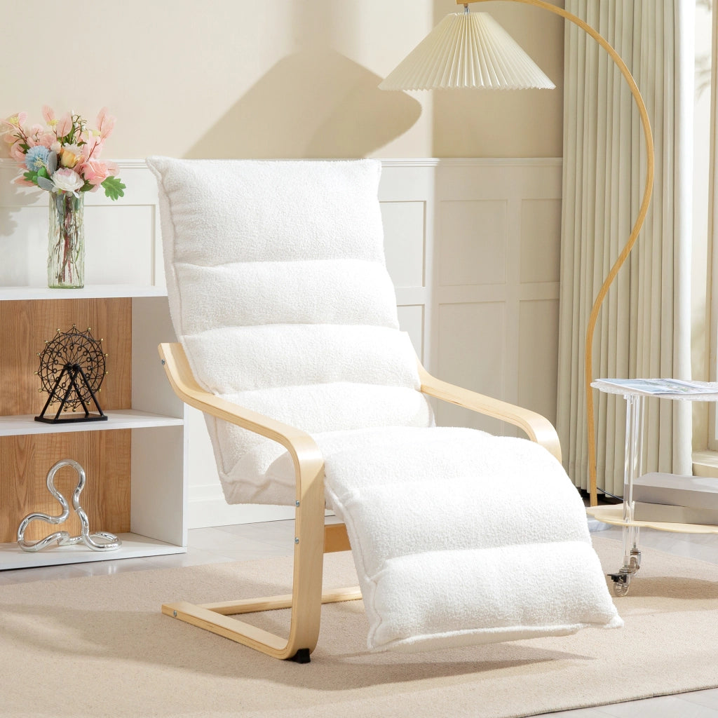 Poltrona relax reclinabile in legno con poggiapiedi ¨C Minimal ¨C bianco