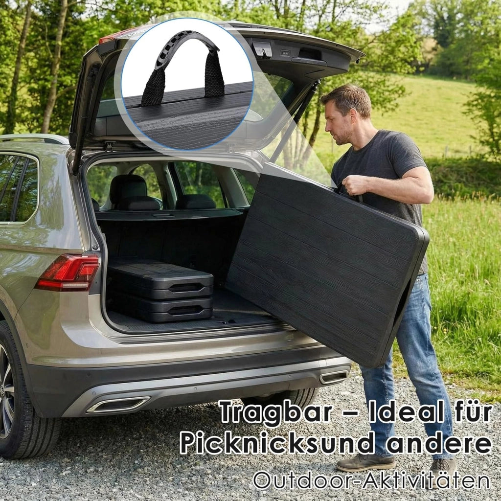 Set Tenda da Birra da 3 Pezzi 180cm, 1 Tavolo e 2 Panche Pieghevoli, Set di Mobili da Giardino in Plastica HDPE, Set Birreria con Manico di Trasporto, per Campeggio Picnic Esterno, Ottica in Legno