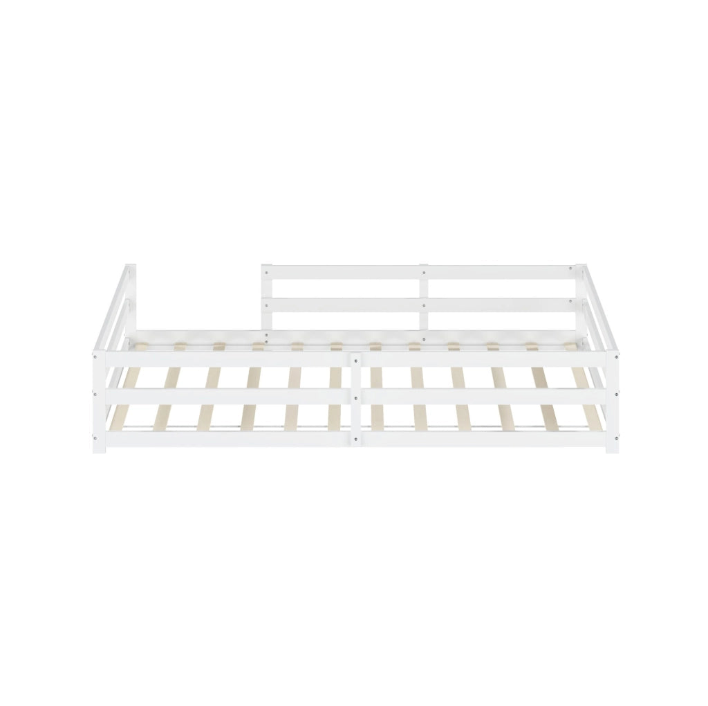 Letto Montessori per bambini in legno di pino con sponde su 4 lati 140x200 cm bianco