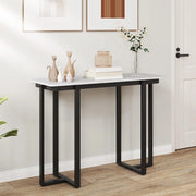 Tavolo Consolle, Tavolo d'Ingresso Moderno in Marmo Finto con Telaio Geometrico in Metallo, Tavolo Stretto per Soggiorno, Corridoio e Ingresso, 107 x 40 x 79,5 cm (Nero e bianco)