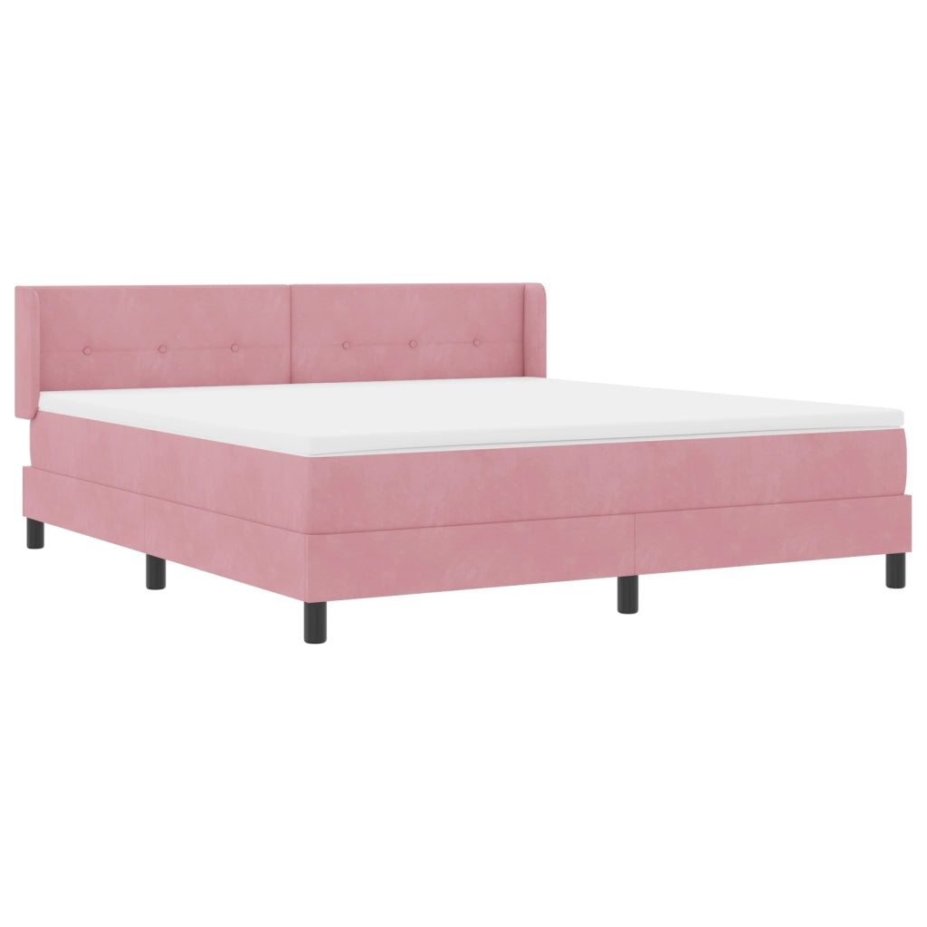 Letto a Molle con Materasso Rosa 180x200 cm Velluto