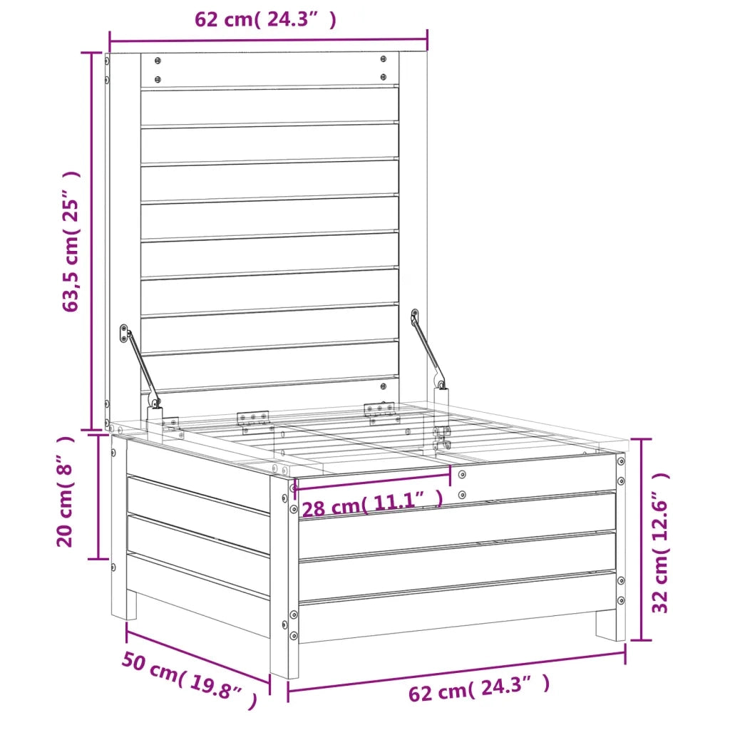Poggiapiedi da Giardino 62x63,5x32 cm Legno Massello di Douglas 844901
