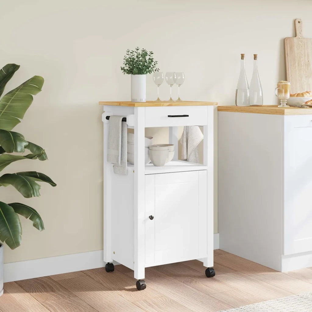 Carrello da Cucina MONZA 48x40x88,5 cm in Legno Massello di Pino 376090