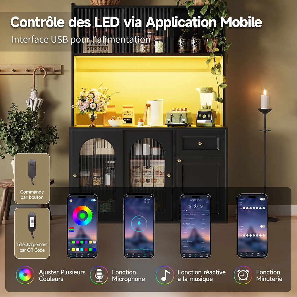 Vetrina cucina - Xylo - LED scaffali regolabili nero