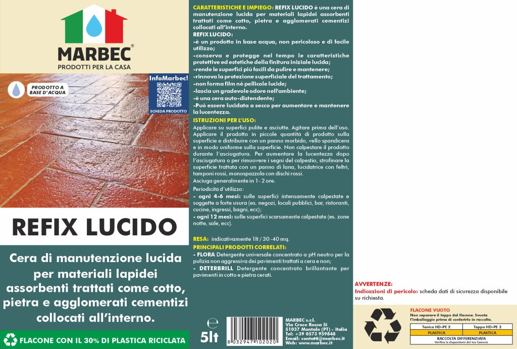 Cera per pavimenti REFIX LUCIDO   5LT