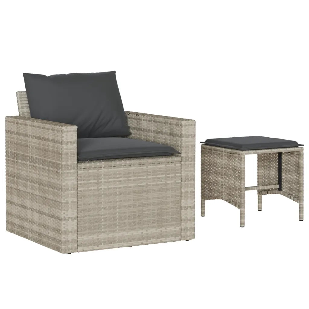 Set Divano da Giardino 4pz | Set Salotto da Giardino con Cuscini Grigio Chiaro Polyrattan