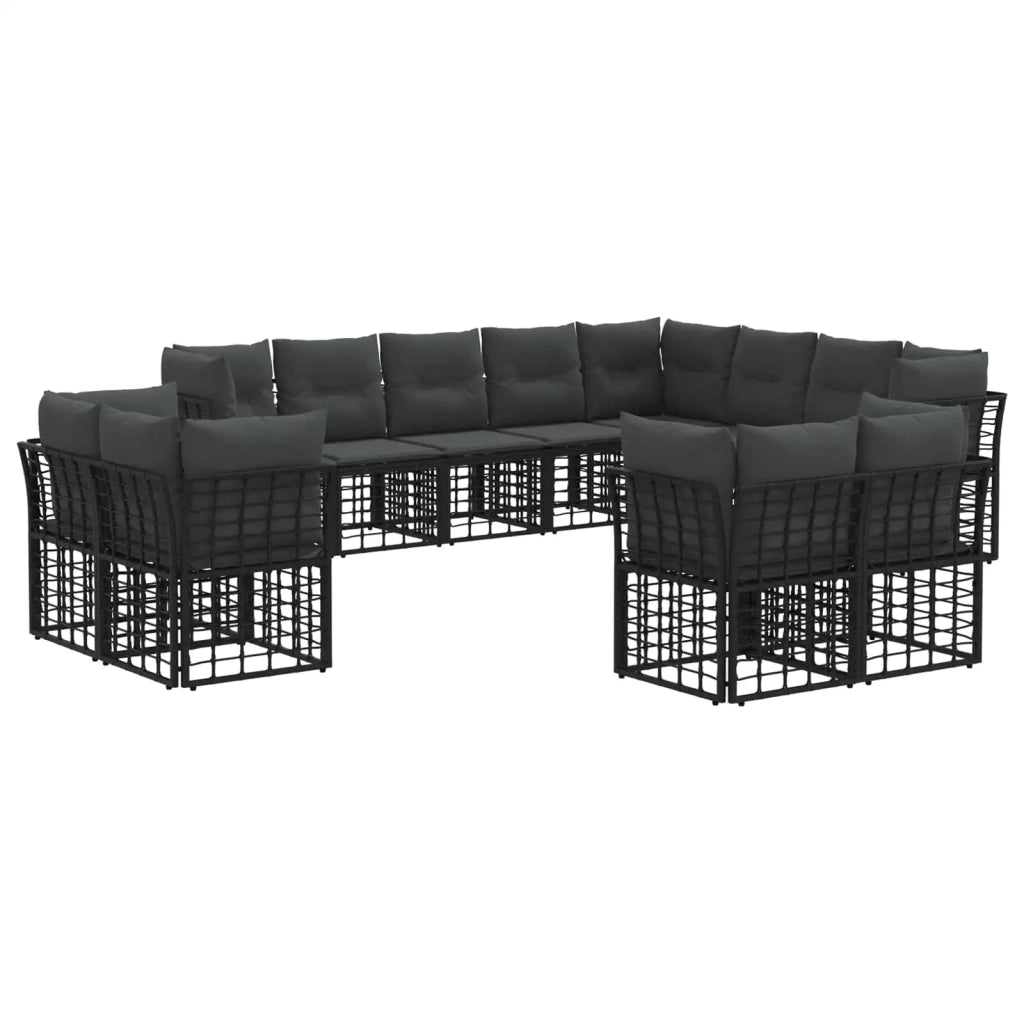 Set di divani da esterno Nero e Grigio scuro Poliestere 3437609