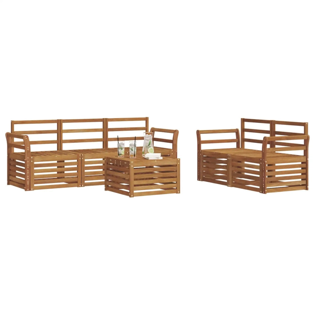 Set divani 6 pcs Naturale Legno di Acacia Massello 3374369
