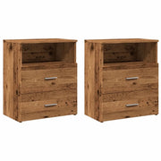 Set di 2 Comodini | Armadio da Notte | Mobiletto da notte Legno Antico 50x32x60 cm in Legno Multistrato