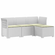 Divano da giardino 4 posti con cuscini aspetto rattan PP Bianco 3443934