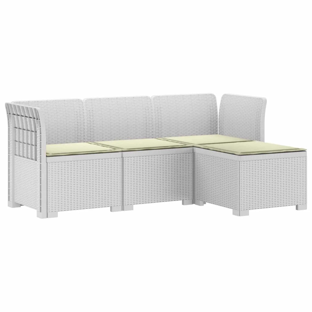 Divano da giardino 4 posti con cuscini aspetto rattan PP Bianco 3443934