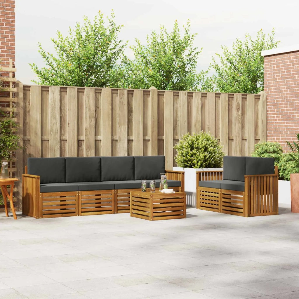 Set di divani da esterno con cuscino 7 pcs Naturale e Antracite