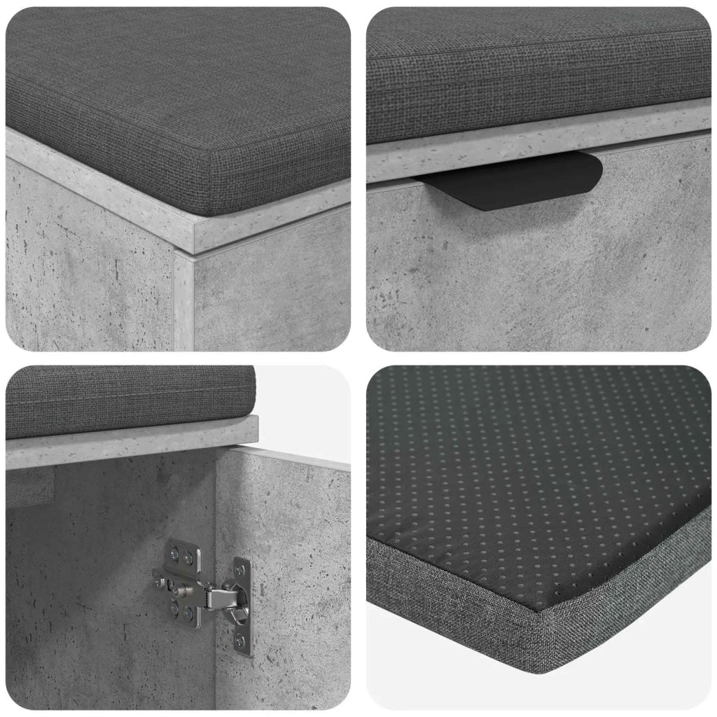 Panca per ingresso con cuscino-Sgabello-Panca da Corridoio Grigio cemento 80 x 46 x 46 cm