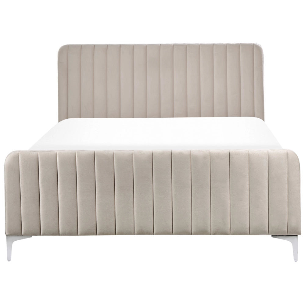Letto in velluto grigio UE Matrimoniale 140 x 200 cm Testiera Imbottita con Gambe in metallo Design moderno