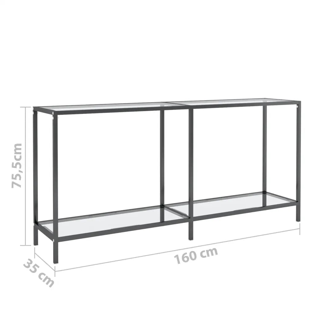 Tavolo Consolle Trasparente 160x35x75,5 cm in Vetro Temperato 331698