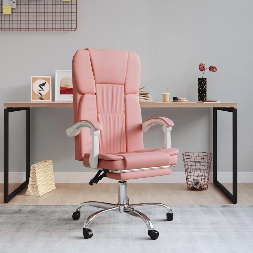 Sedia per studi-Poltrona da Ufficio Reclinabile Rosa in Similpelle 702496