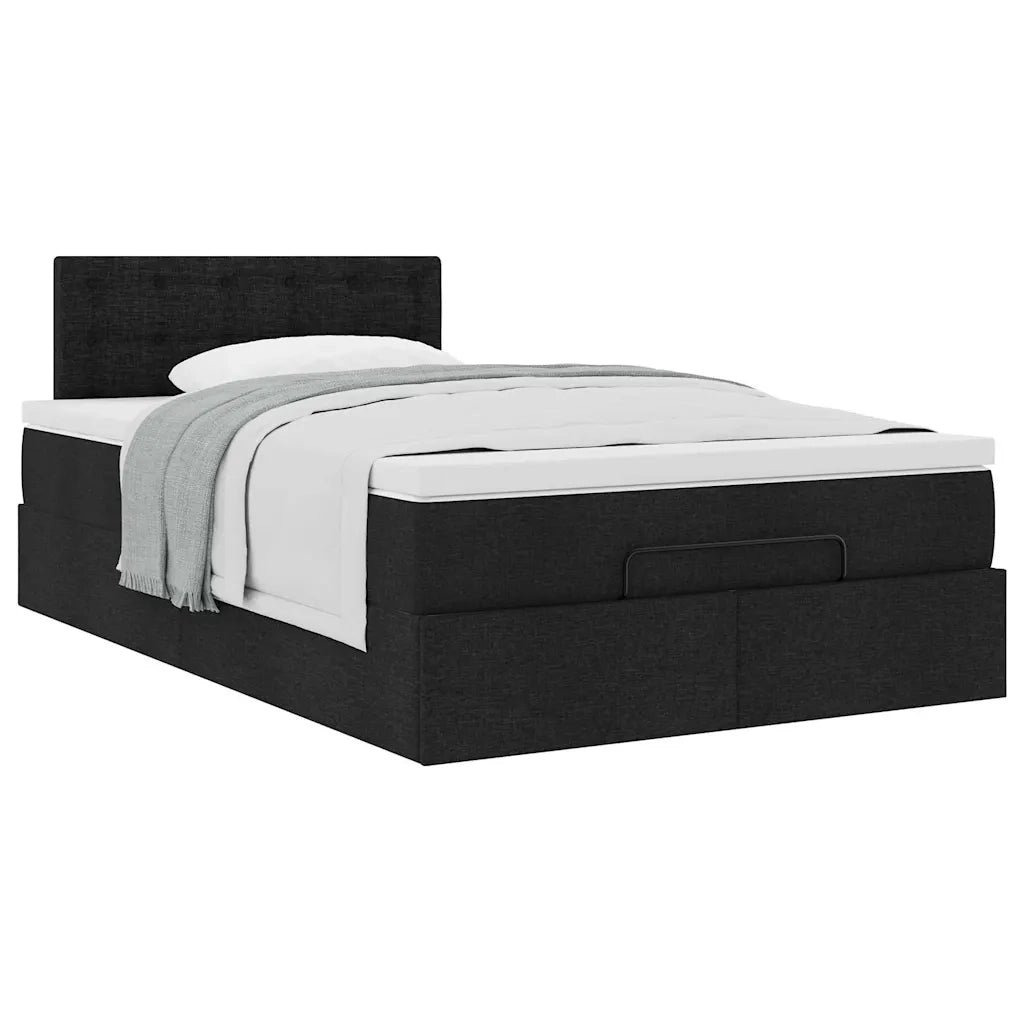 Pouf Letto con Materasso Nero 120x190 cm in Tessuto 3311610
