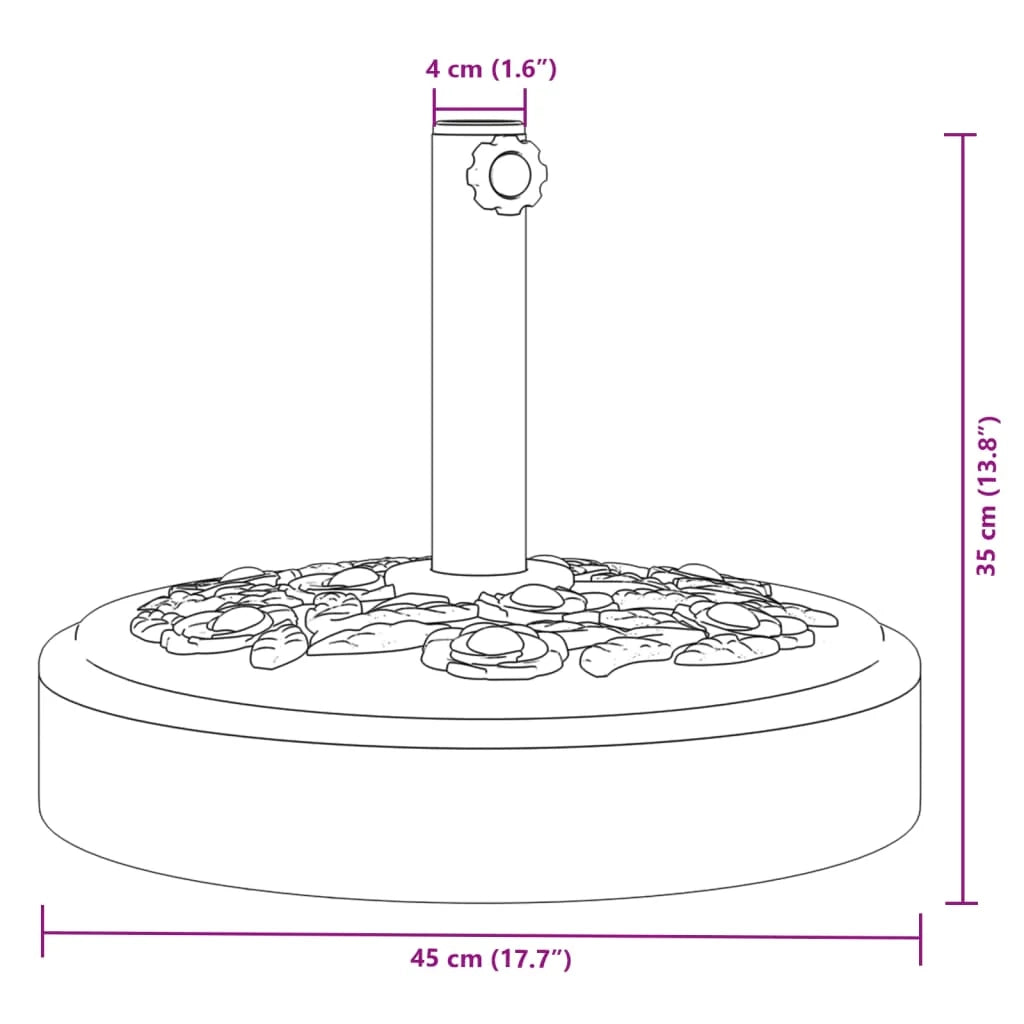Base per ombrellone rotonda 45 x 35 cm 25 kg design floreale terrazza giardino in PE nero 02_0056643