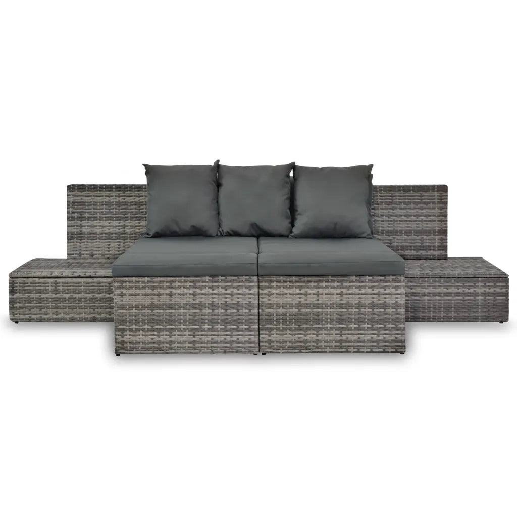 Set Divani da Giardino 4 pz con Cuscini in Polyrattan Grigio 44724