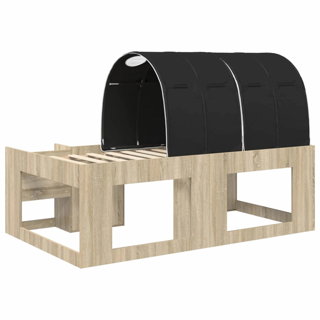 Letto con Tunnel 3 pz Rovere Sonoma e Nero Legno multistrato 3423628