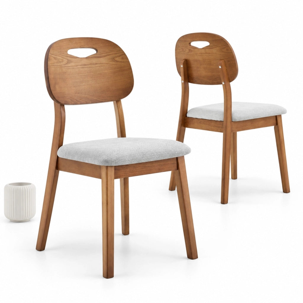 Set di 2 sedie da pranzo 50 x 42，6 x 88 cm in legno grigio， schienale ovale con maniglia