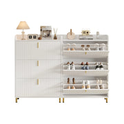 Scarpiera con 3 ante e ripiani regolabili - per ingresso - in MDF - 80×23×123.5 cm - bianco