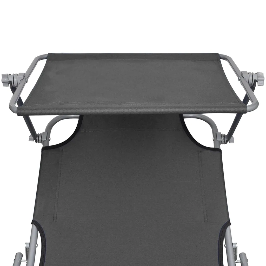 Lettino Prendisole Pieghevole con Baldacchino Grigio Alluminio 47772