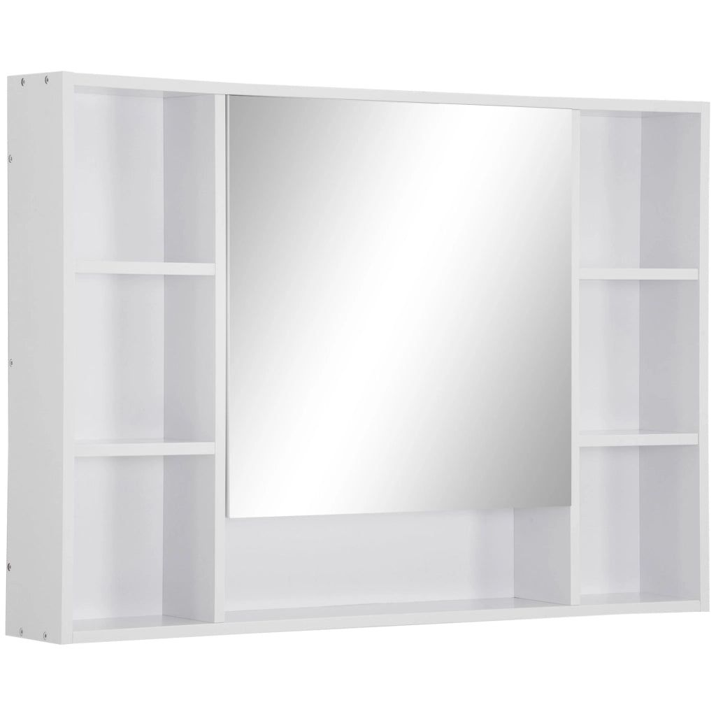 Pensile da Bagno con Anta a Specchio 100x15x70 cm in MDF Bianca