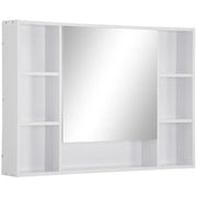 Pensile da Bagno con Anta a Specchio 100x15x70 cm in MDF Bianca