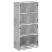 Credenza | Madia | Buffet da pranzo | Armadio da pranzo con Ante Grigio Cemento 68x37x142 cm Legno Multistrato