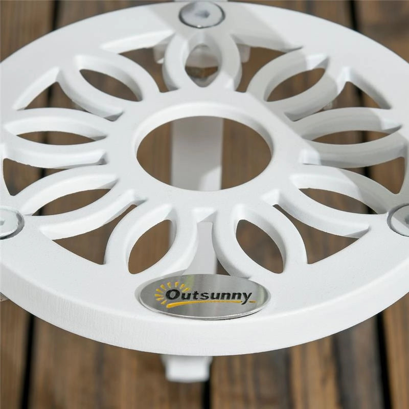SET DA GIARDINO IN ALLUMINIO BIANCO 2 SEDIE 45X42X85.5 CM E TAVOLINO ROTONDO Ø61X66.5 CM