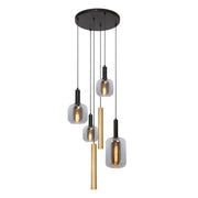 Lampada a sospensione JOANET nera oro 4xE27 2xGU10 Lucide