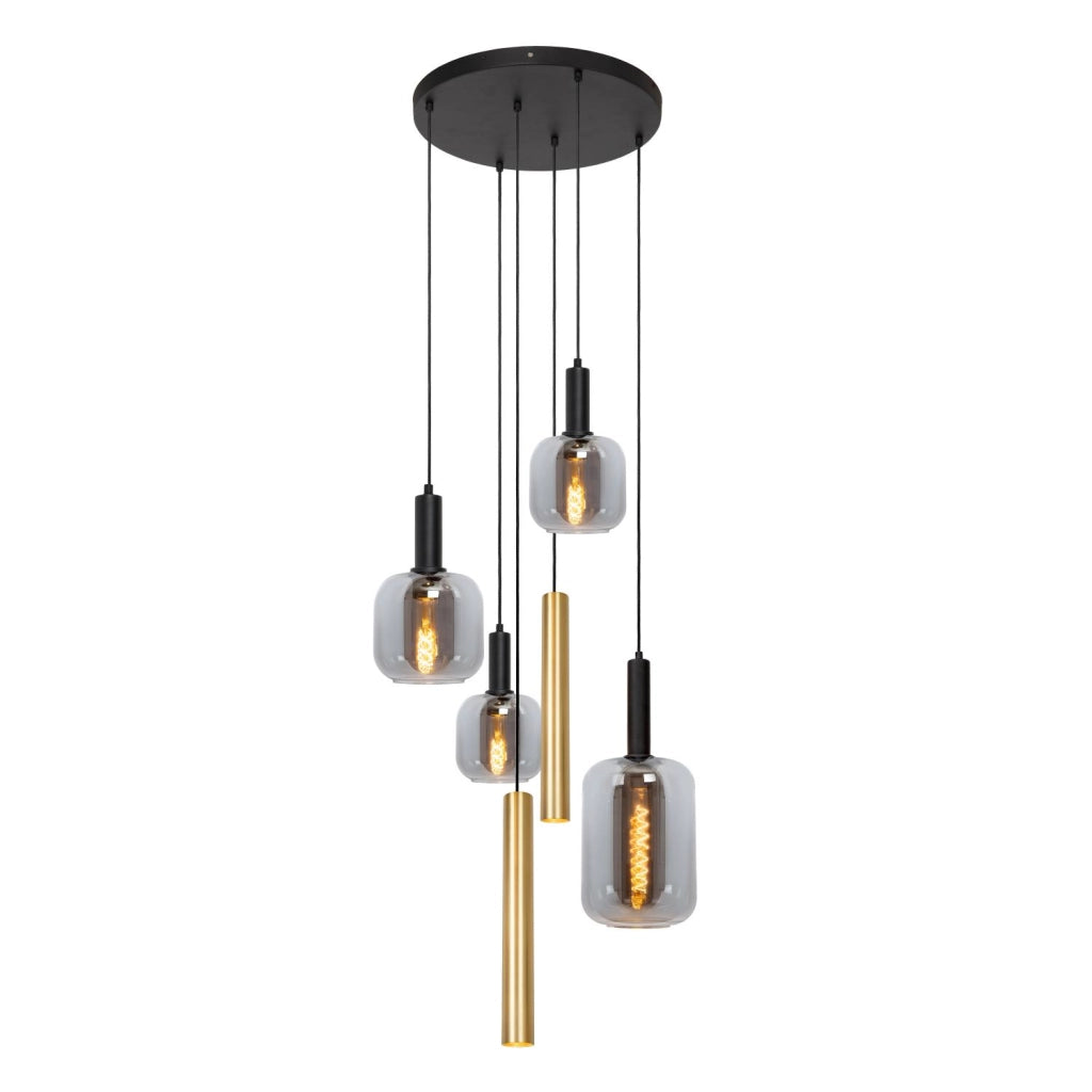 Lampada a sospensione JOANET nera oro 4xE27 2xGU10 Lucide