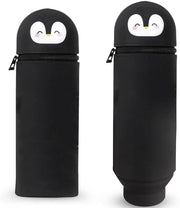 Etui in silicone morbido, 2-in-1 etui in silicone, etui cartoon, accessori scolastici divertenti, etui, contenitore per penne, grande capacità per materiali da ufficio