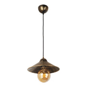 Lampada a Sospensione 'Aberaeron' Lampada Pendente con Paralume a Cono Piatto color Oro con Patina Nera - lux.pro