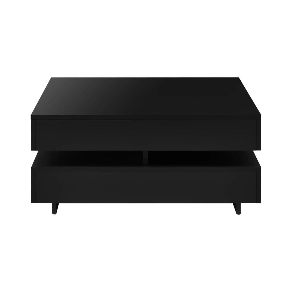 Tavolino da caffè elegante e raffinato con 4 scomparti portaoggetti 75 x 75 x 35,5 cm pannello di particelle rivestito in melamina da 15 mm nero 03_0006142